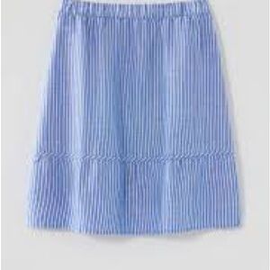 J. Jill Sz L & L Tall Blue & White Stripe Linen & Rayon Yarn Dyed Skirt - NWT